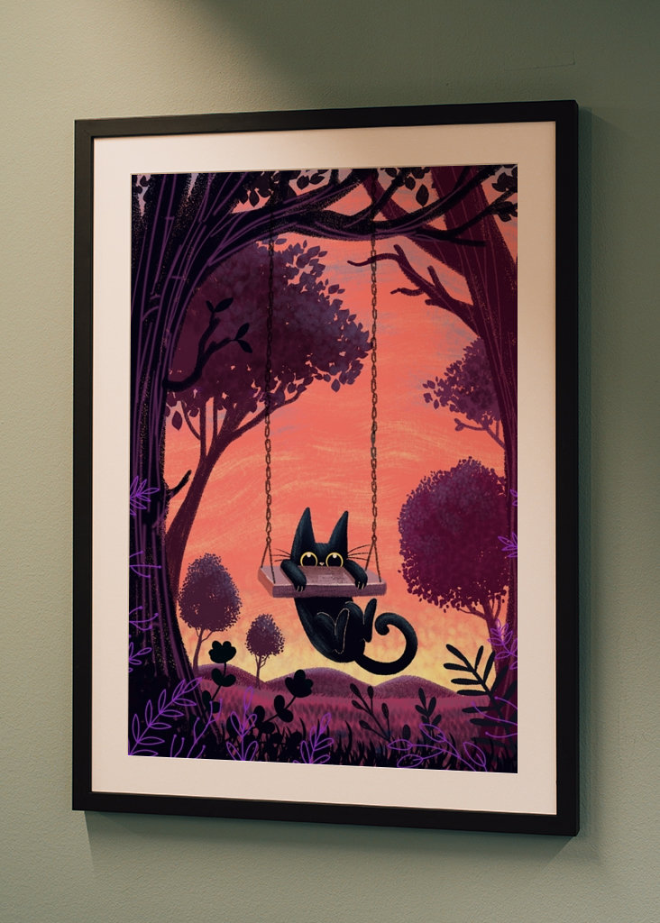 Katze auf der Schaukel