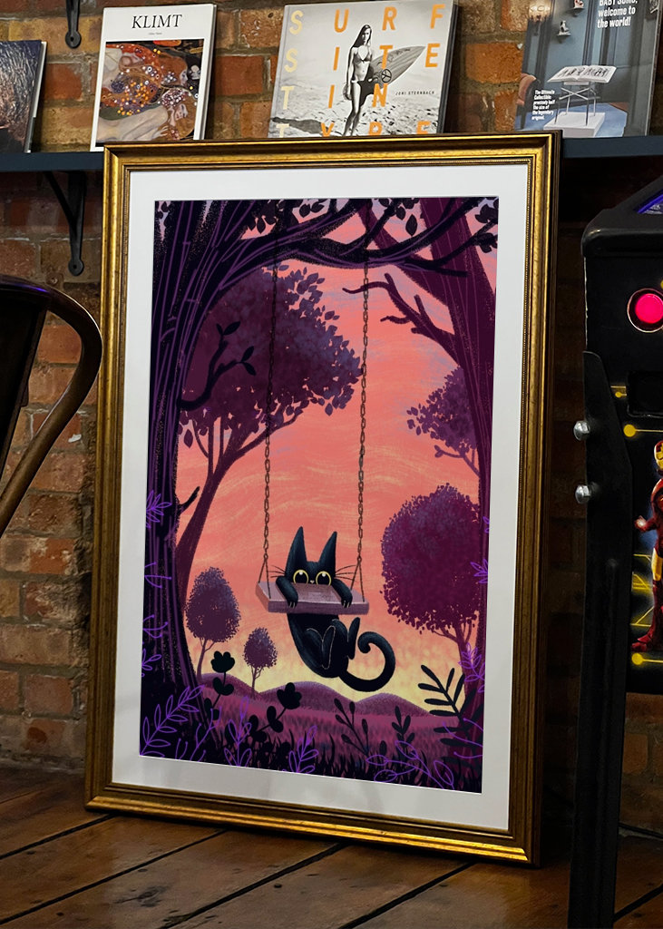 Katze auf der Schaukel