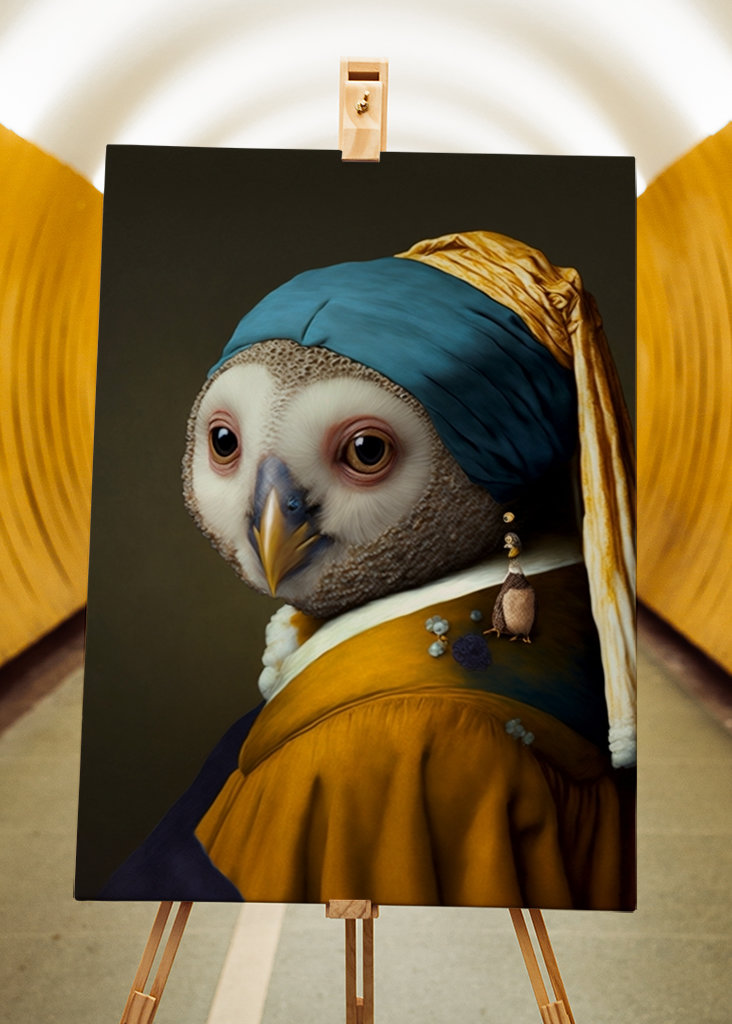 Eule mit Perlenohrring