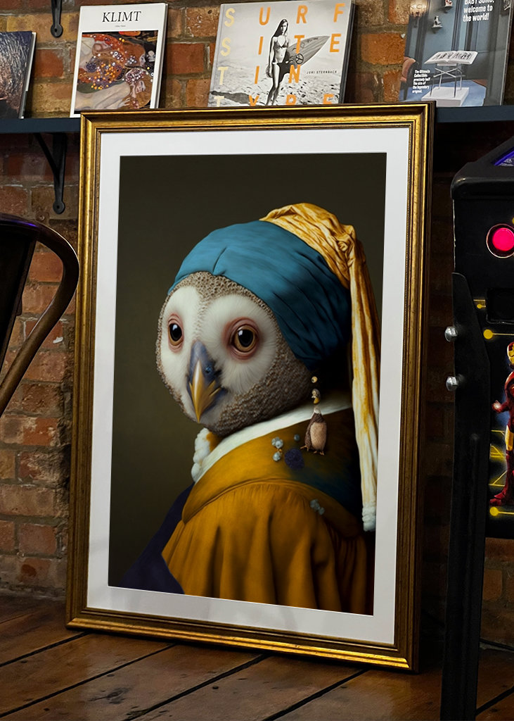 Eule mit Perlenohrring