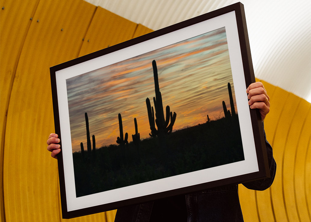 Solnedgang i ørkenen.