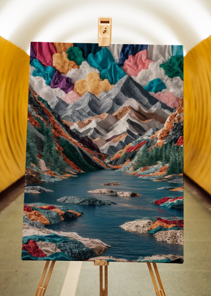 Koláž horské jezero