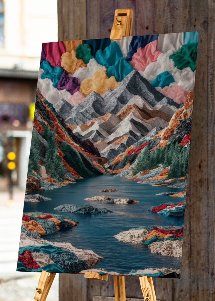 Koláž horské jezero