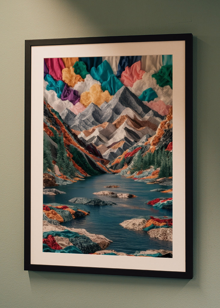 Koláž horské jezero