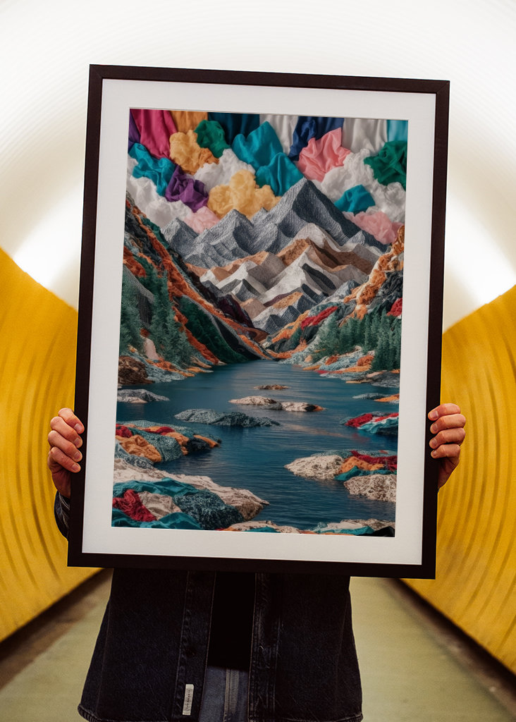 Koláž horské jezero