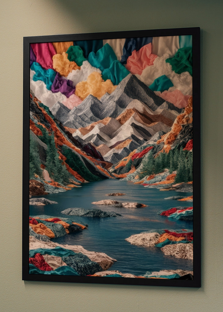 Koláž horské jezero