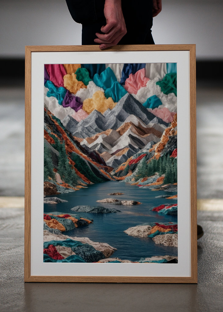 Koláž horské jezero