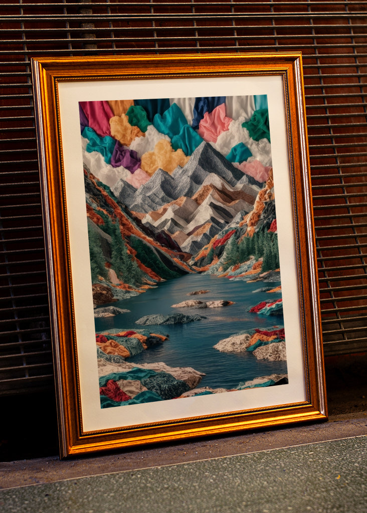 Koláž horské jezero