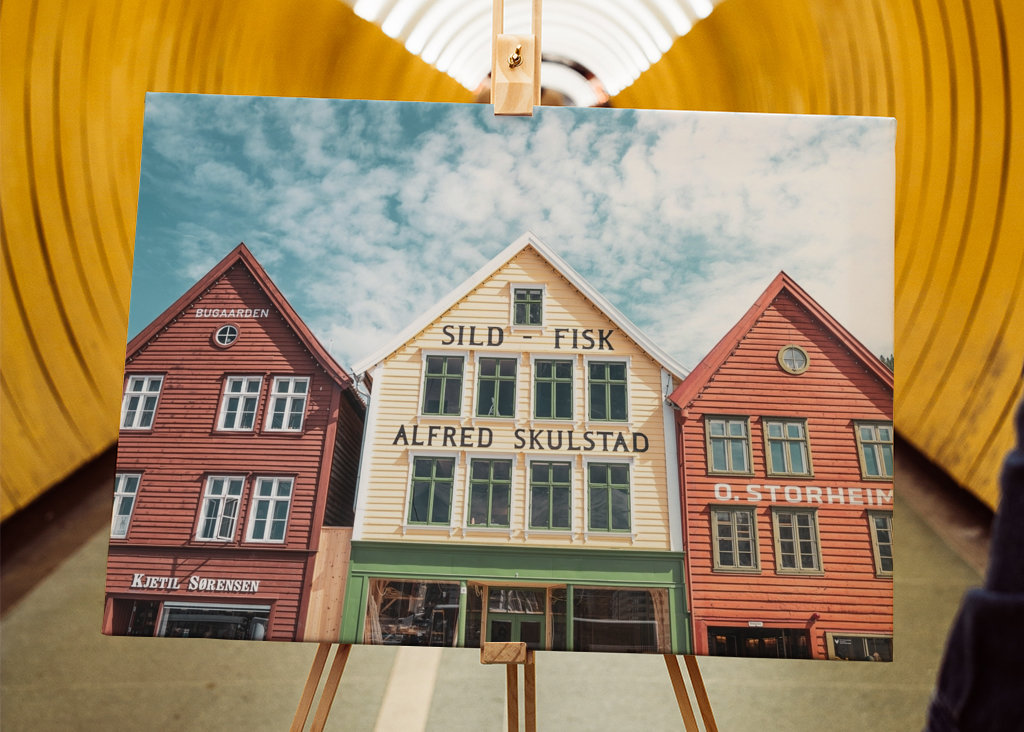 Drei Vintage-Häuser in Bergen