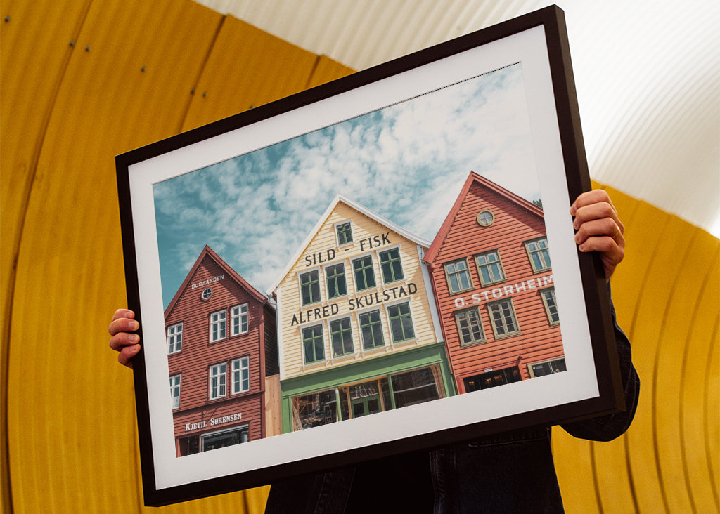 Drei Vintage-Häuser in Bergen