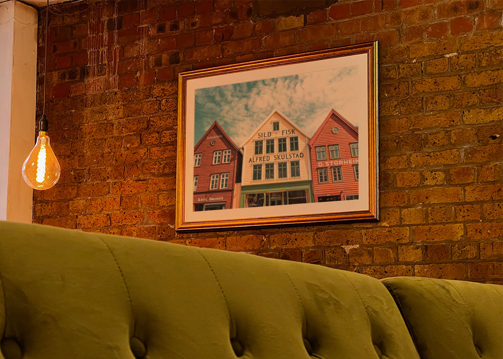 Drei Vintage-Häuser in Bergen