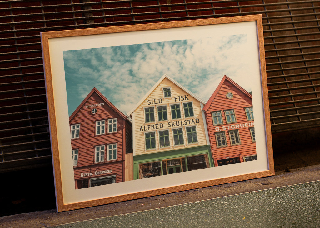 Drei Vintage-Häuser in Bergen