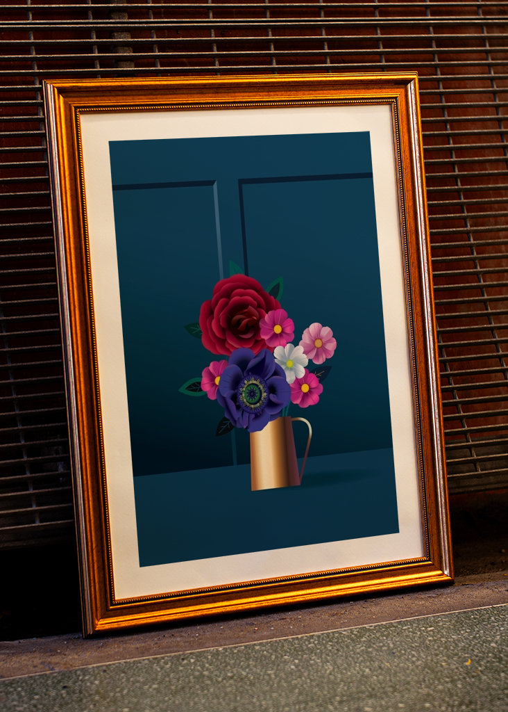 Blue Anemone Flower Bouquet