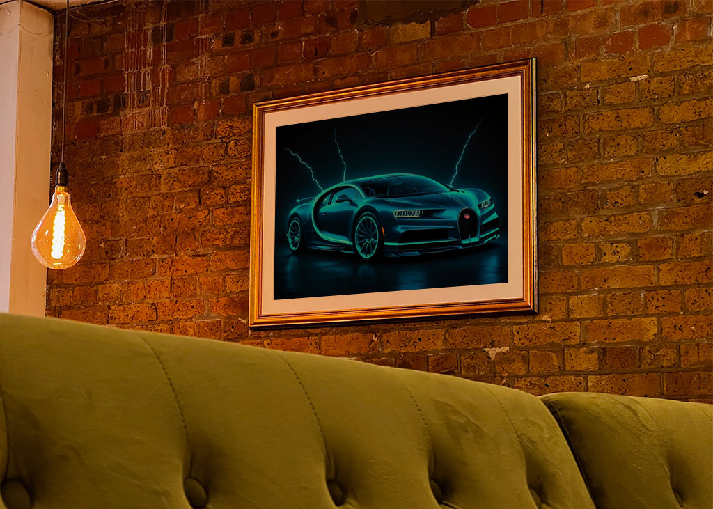 Bugatti Chiron - Blau Neon