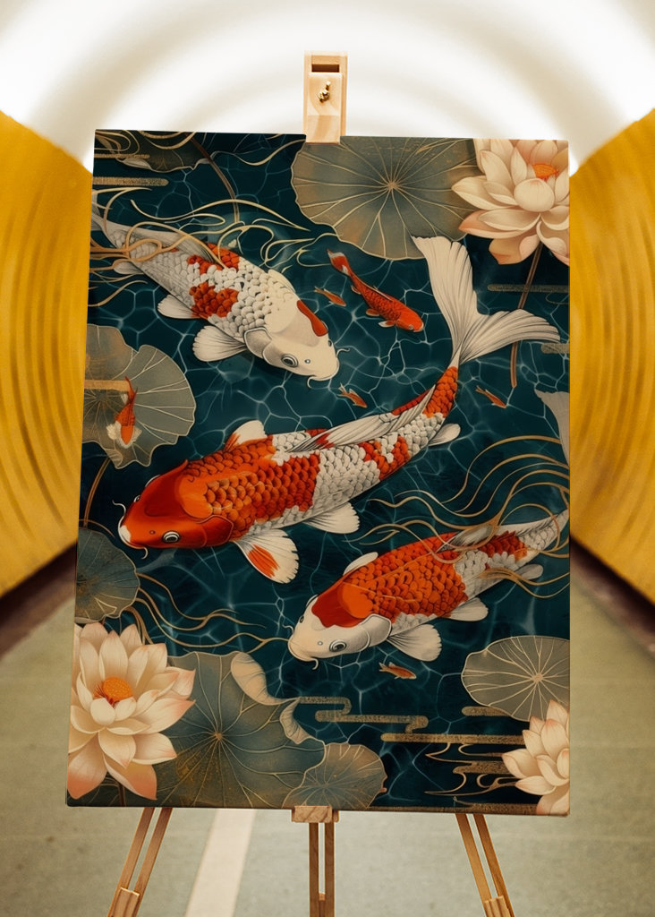 Japanese koi retro poster