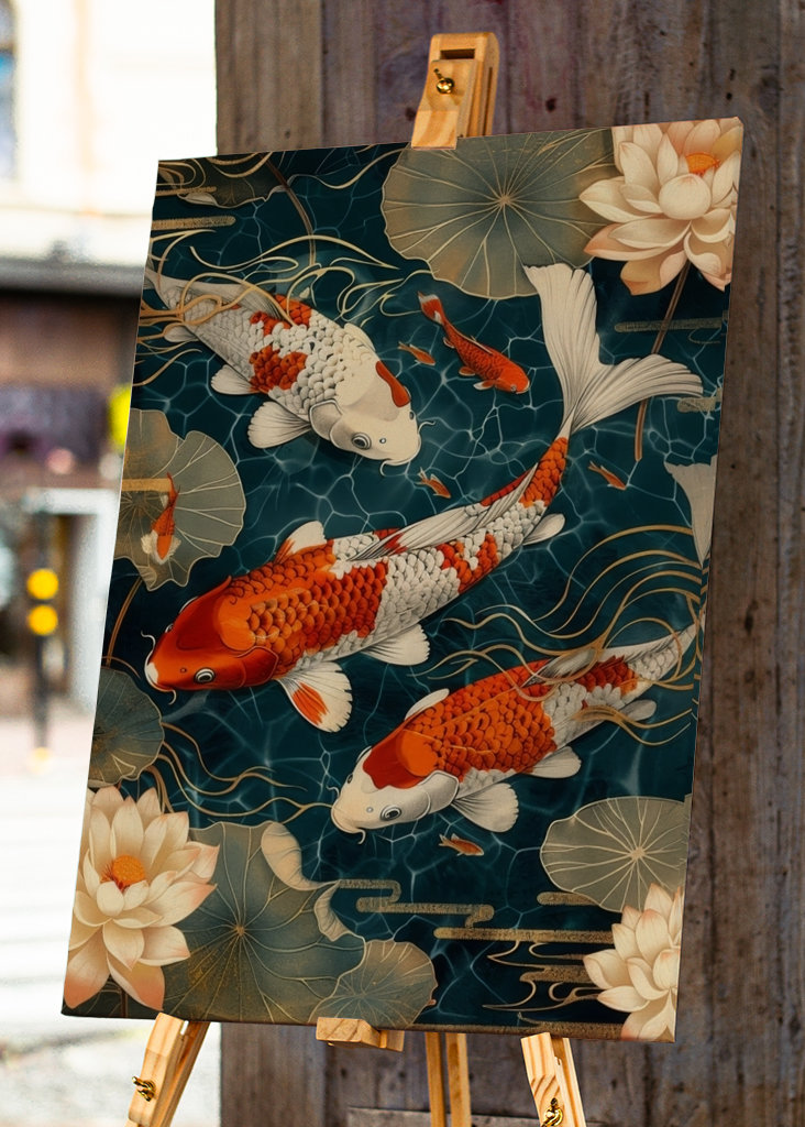 Japanese koi retro poster