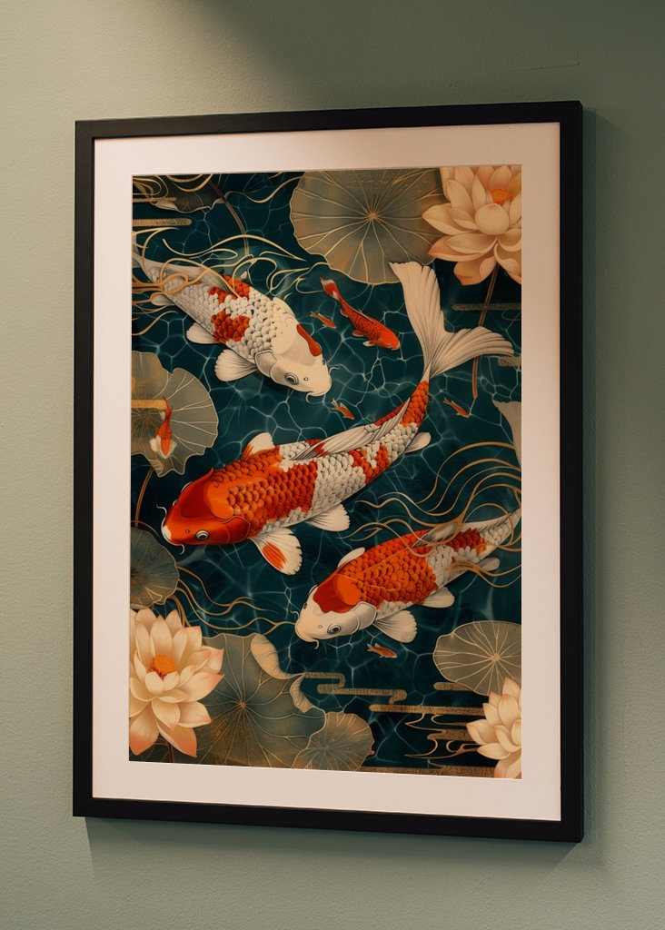 Japanese koi retro poster