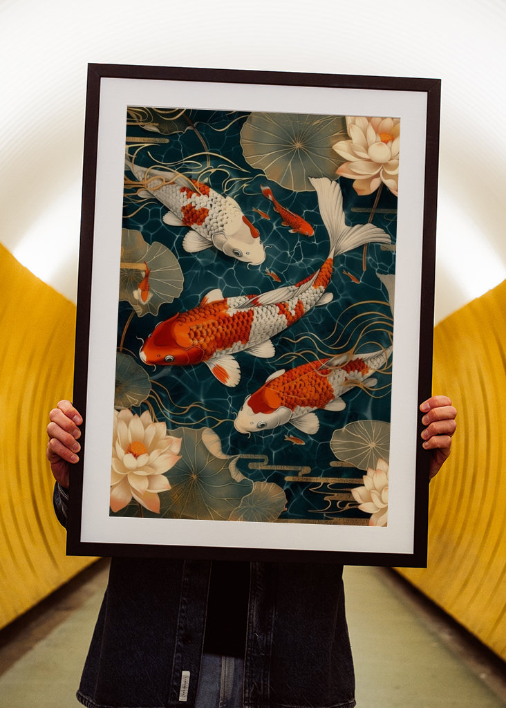Japanese koi retro poster
