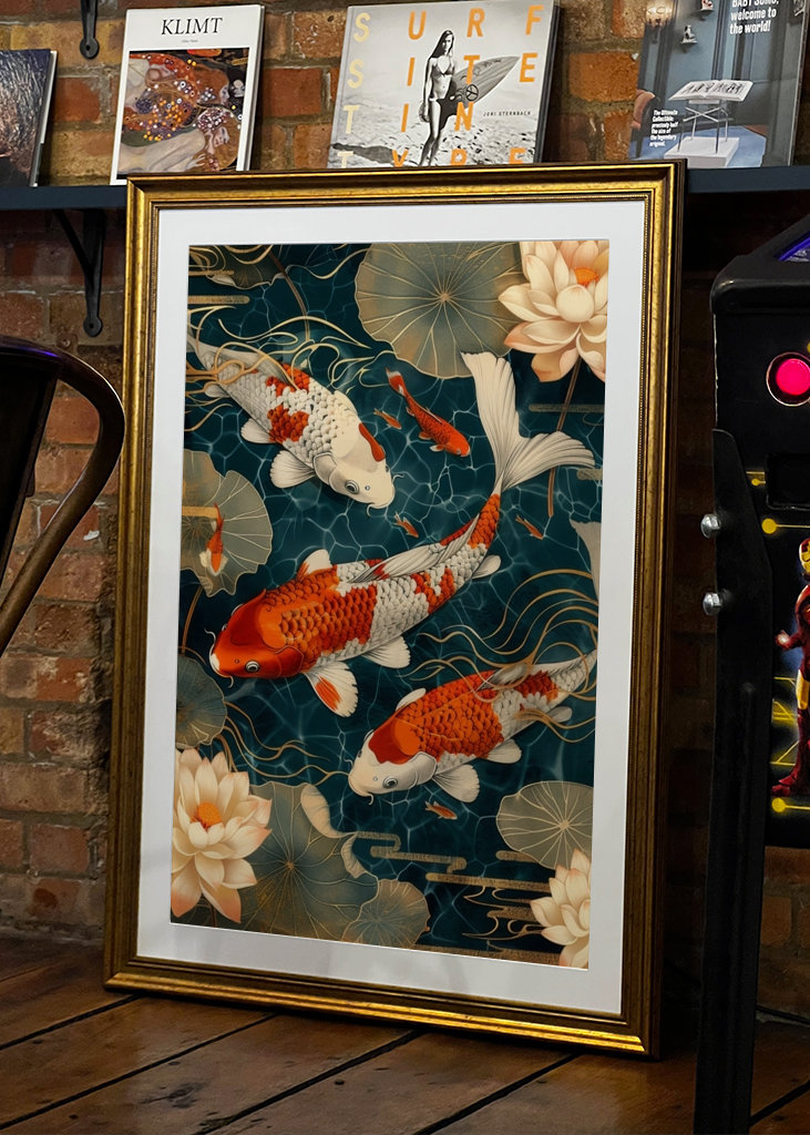 Japanese koi retro poster