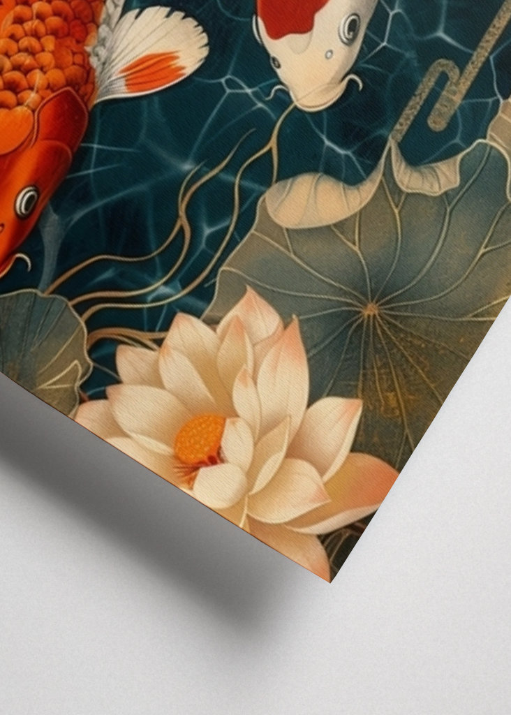 Japanese koi retro poster