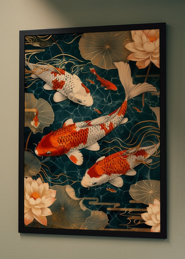 Japanese koi retro poster