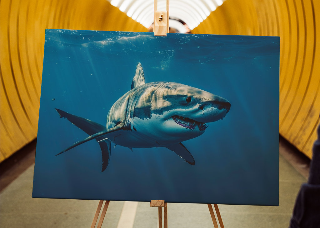Grote witte haai in de oceaan
