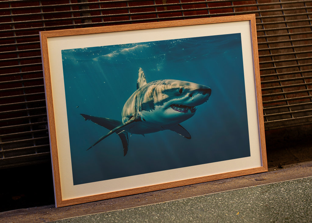 Grote witte haai in de oceaan