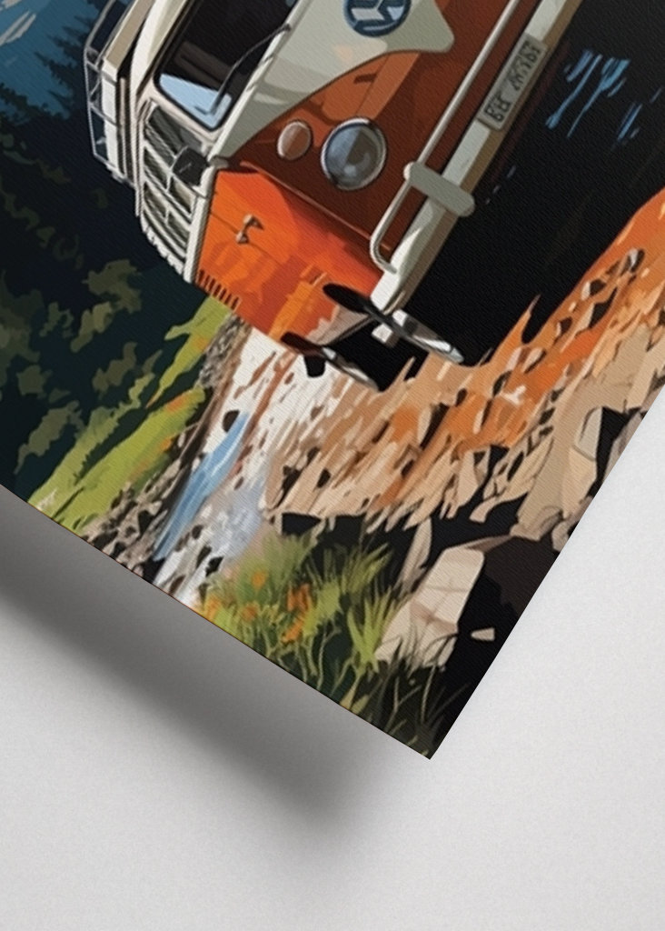 VW Bus mit schöner Aussicht