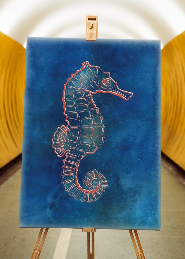 Blue Neon Seahorse Creature