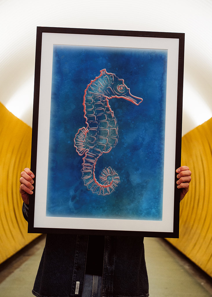 Blue Neon Seahorse Creature