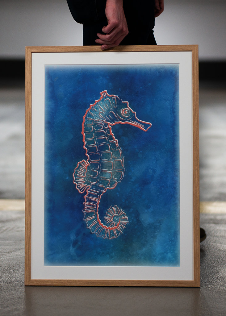 Blue Neon Seahorse Creature