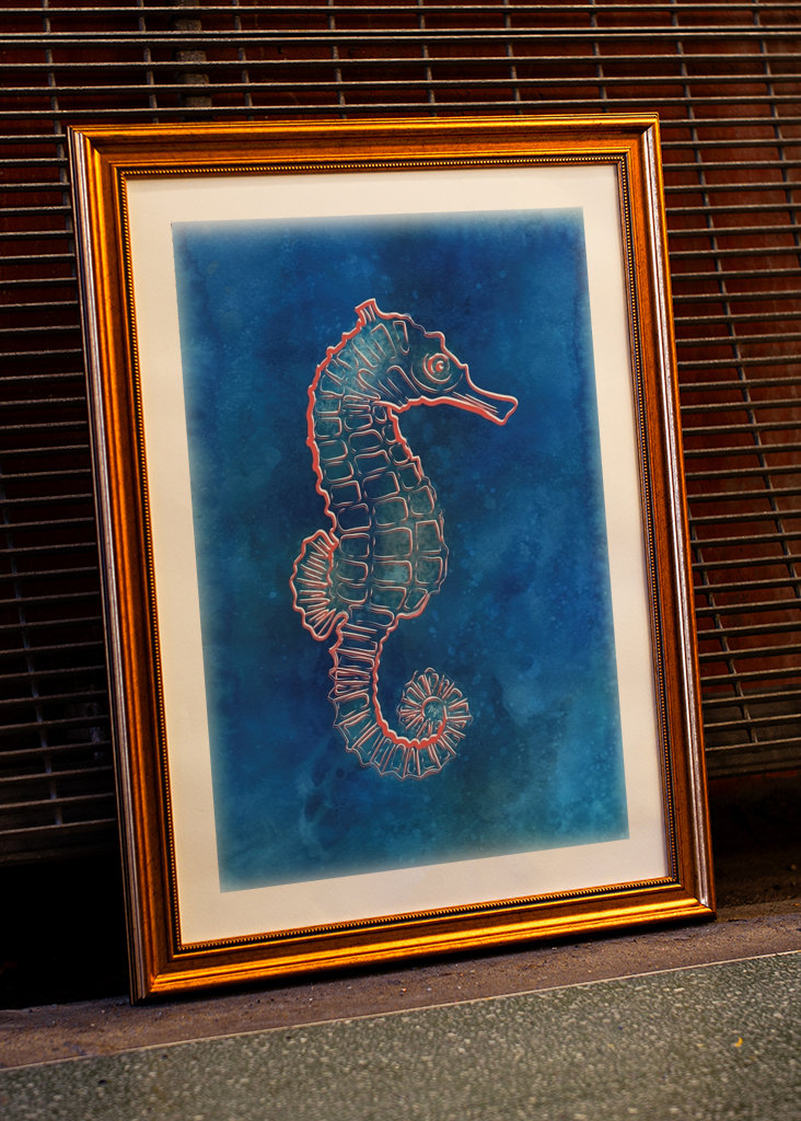 Blue Neon Seahorse Creature