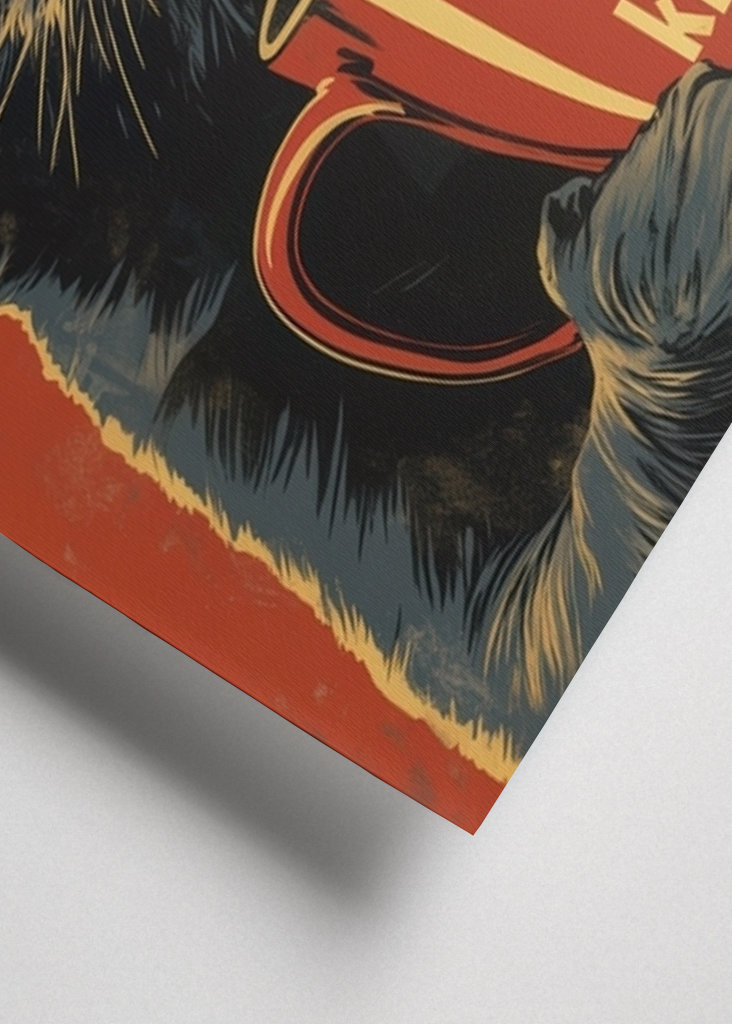 Plakat z kotem z kawą bezkofeinowy