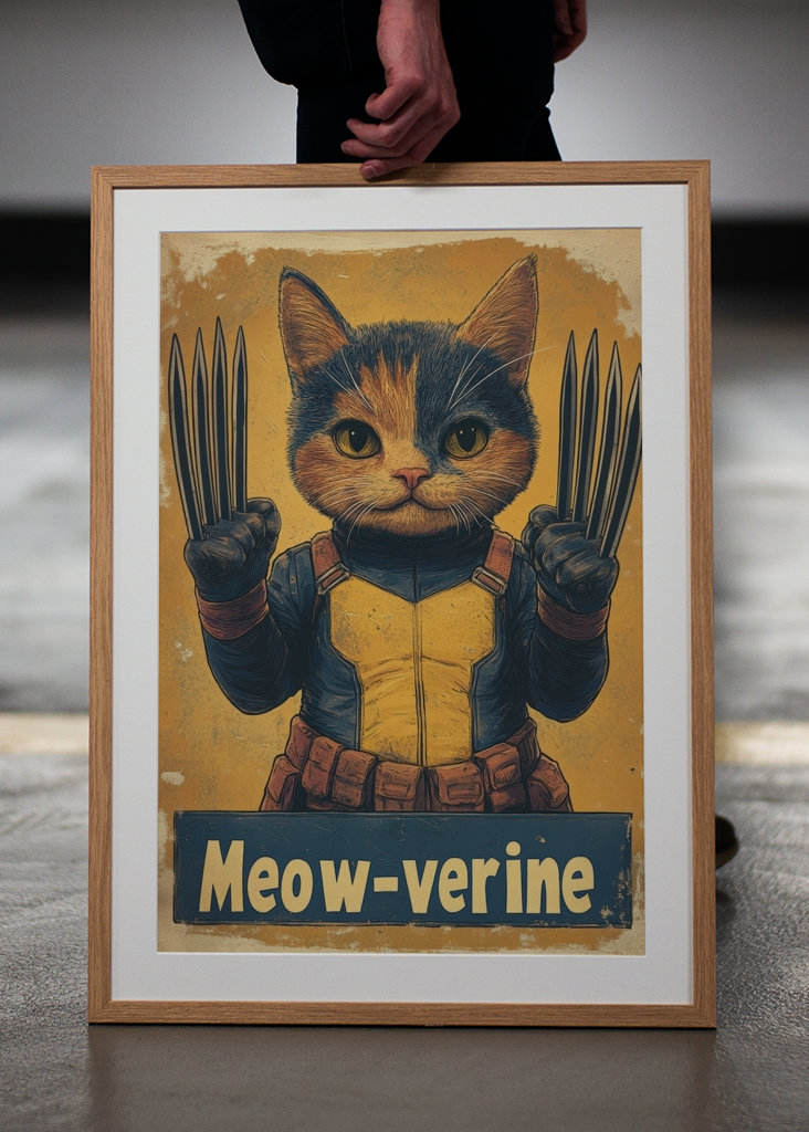 Meow-verine Parodia divertida de gatos