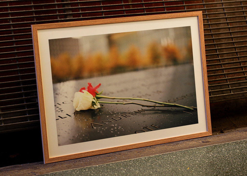 Roses on 9/11 memorial pool NY