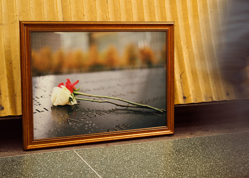 Roses on 9/11 memorial pool NY