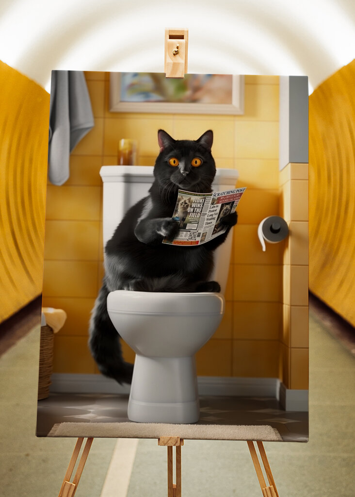 Černá kočka na záchodě