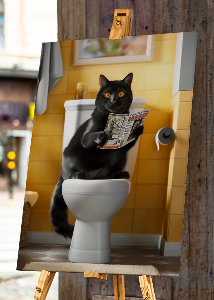 Černá kočka na záchodě