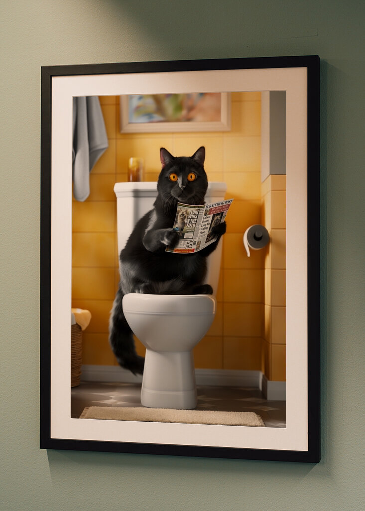 Černá kočka na záchodě