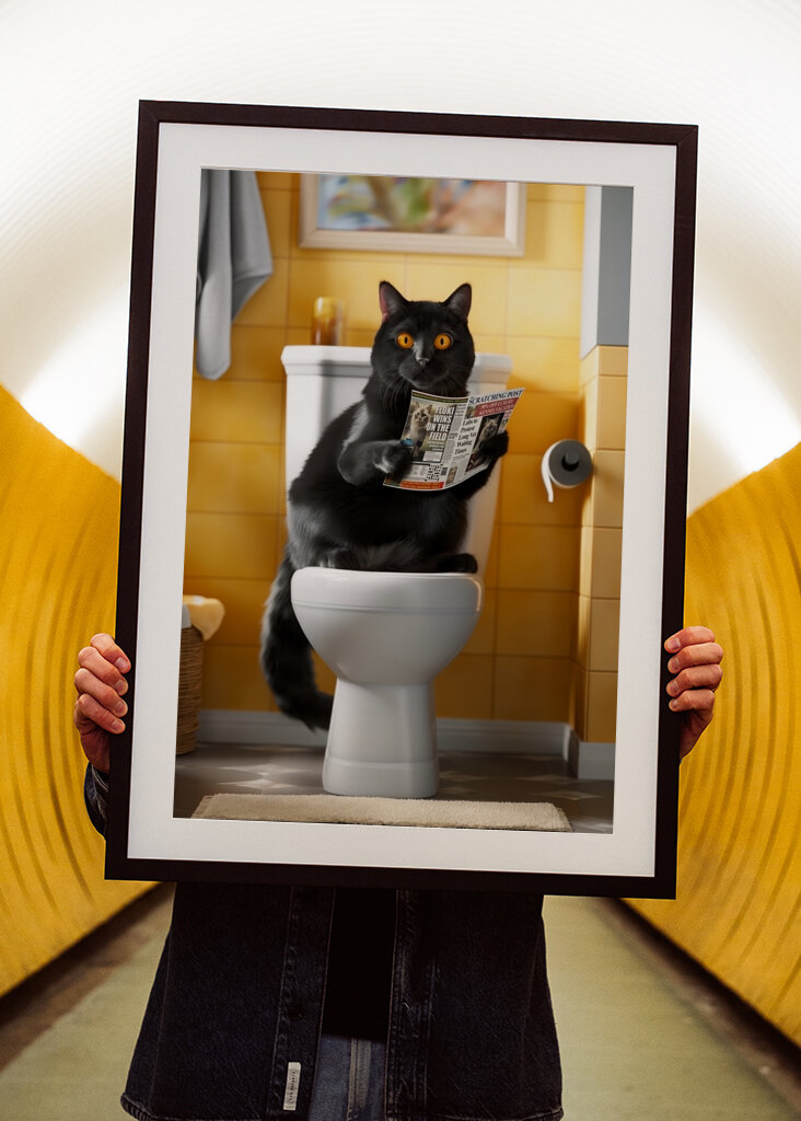 Černá kočka na záchodě