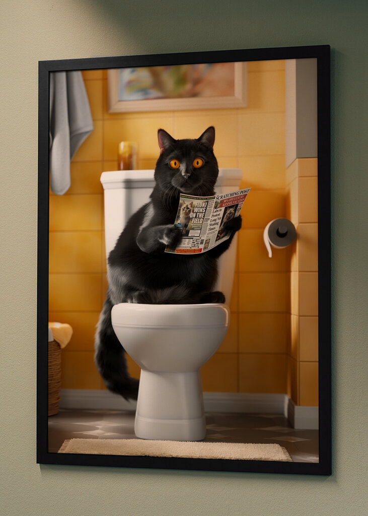 Černá kočka na záchodě