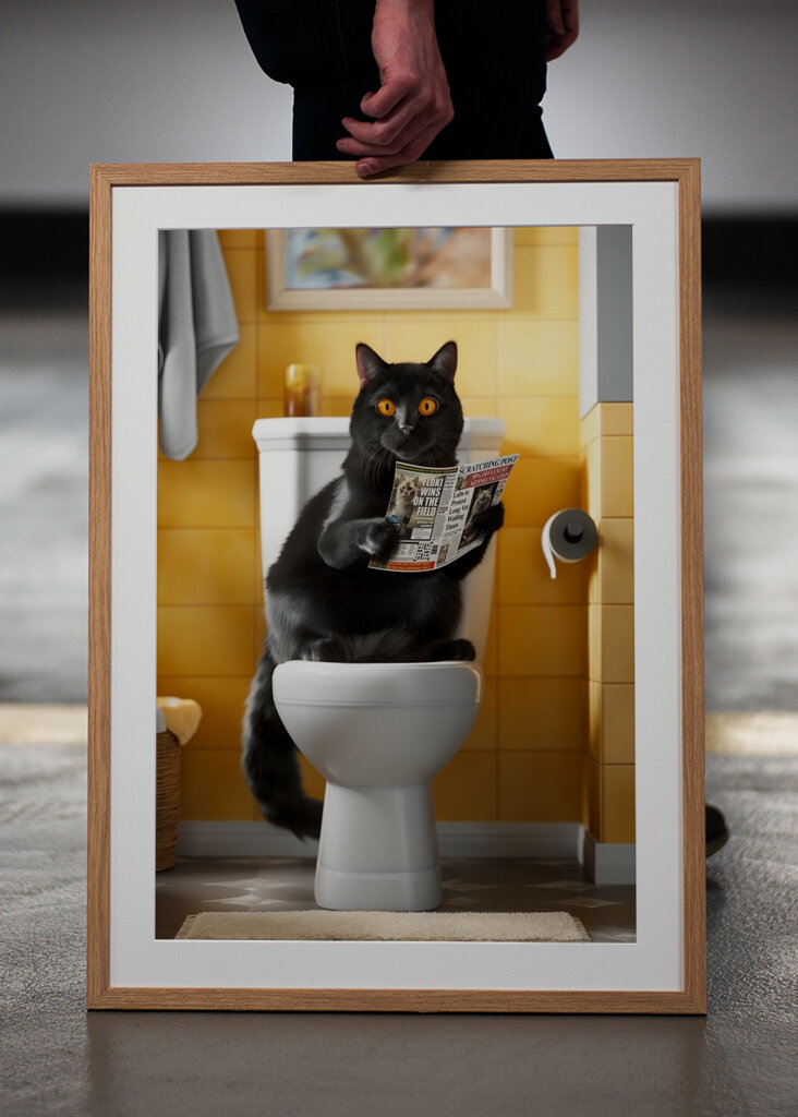 Černá kočka na záchodě