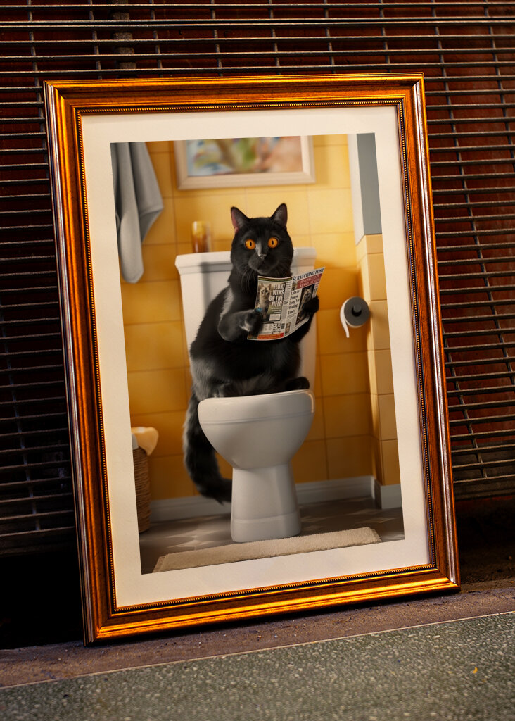 Černá kočka na záchodě