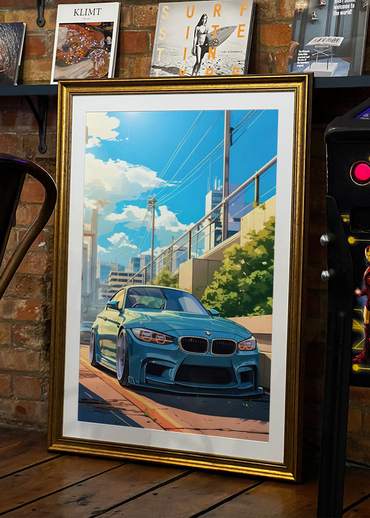 Blaues Auto in der Stadt