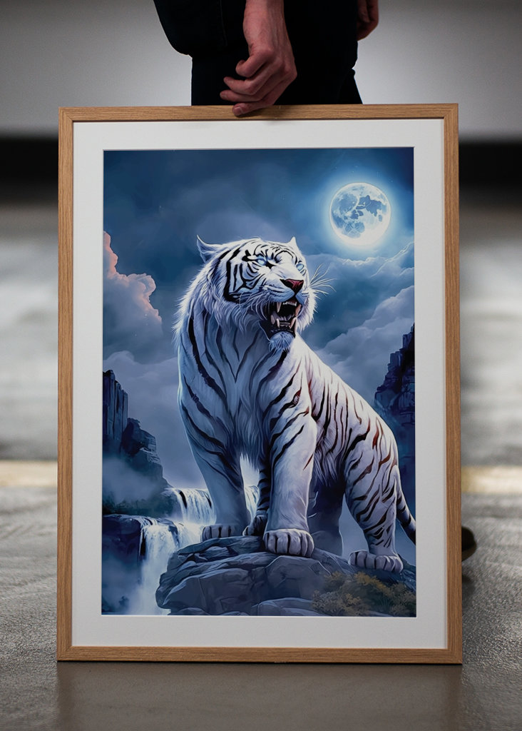 White Tiger with The Moon