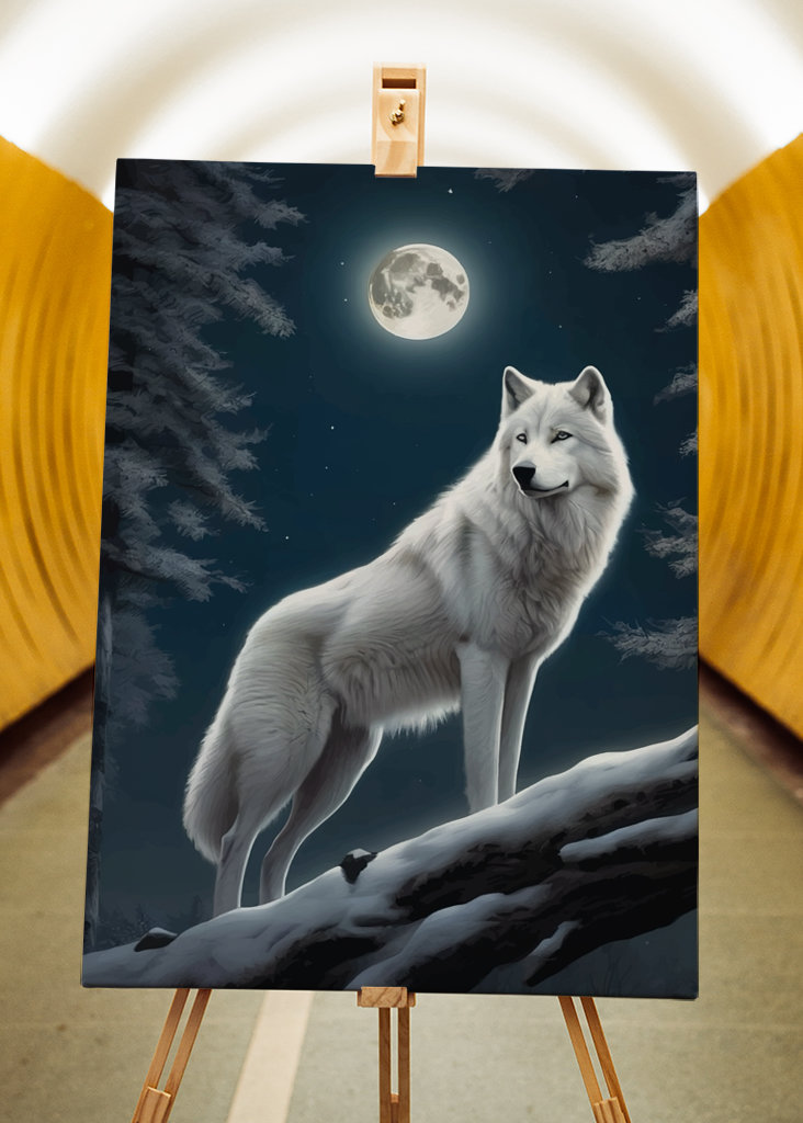 Bílý vlk s měsícem