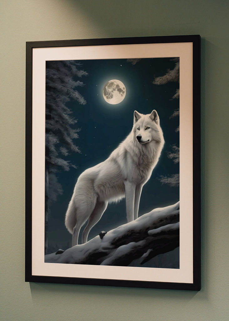Bílý vlk s měsícem