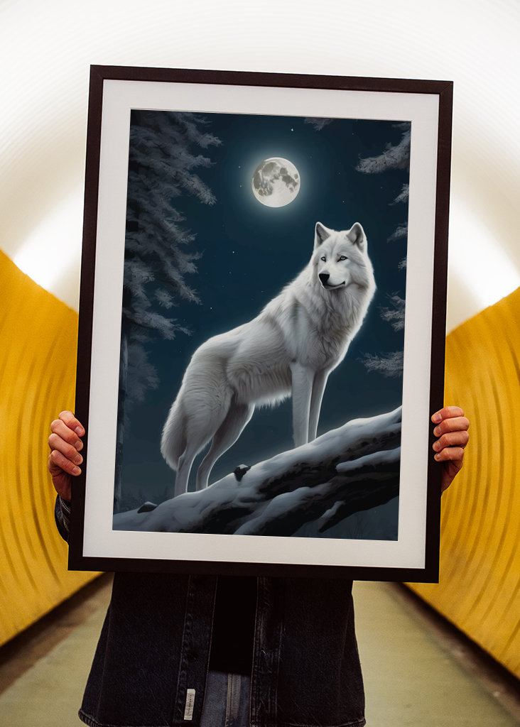 Bílý vlk s měsícem