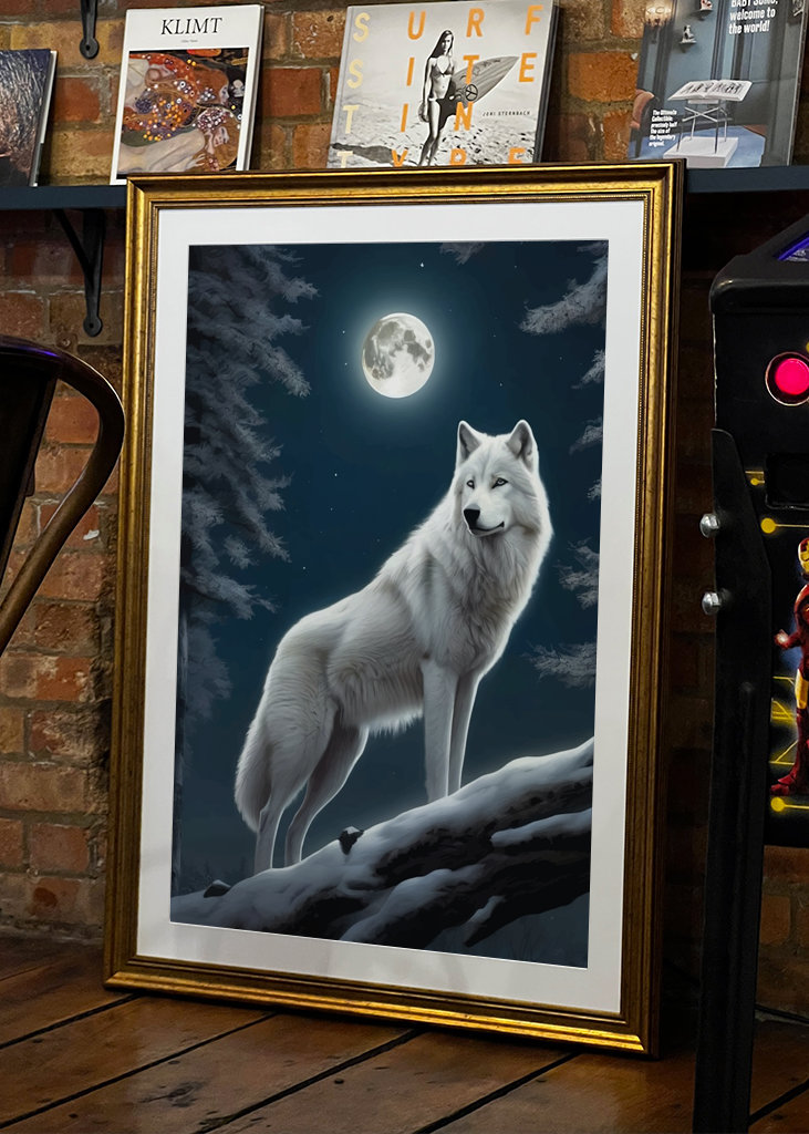 Bílý vlk s měsícem