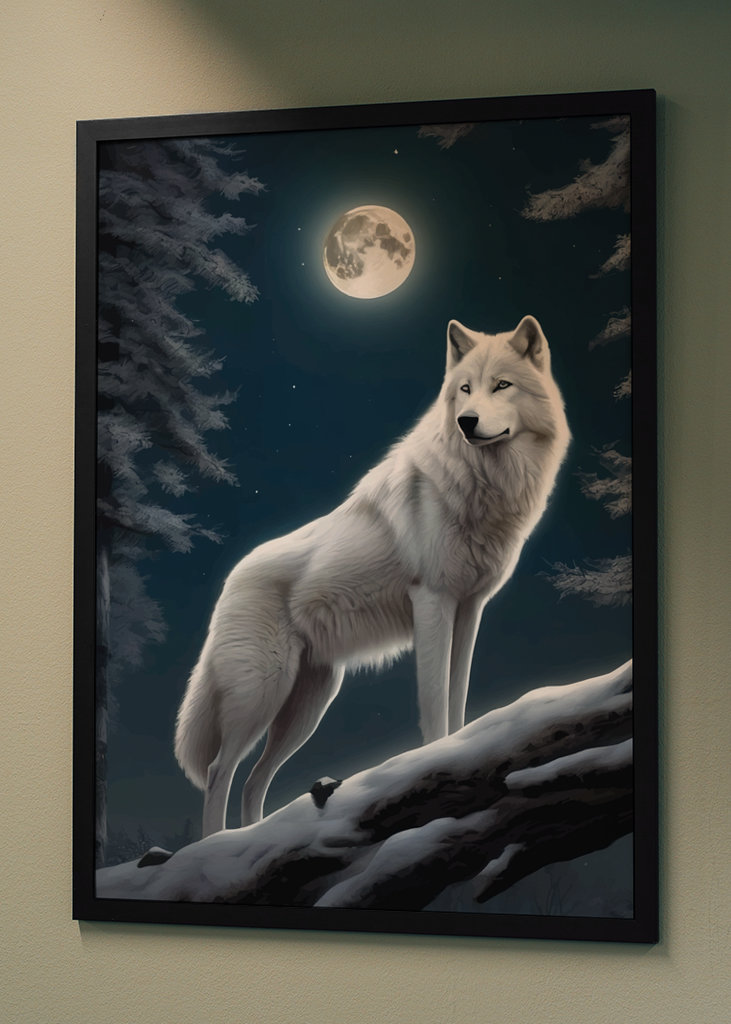 Bílý vlk s měsícem
